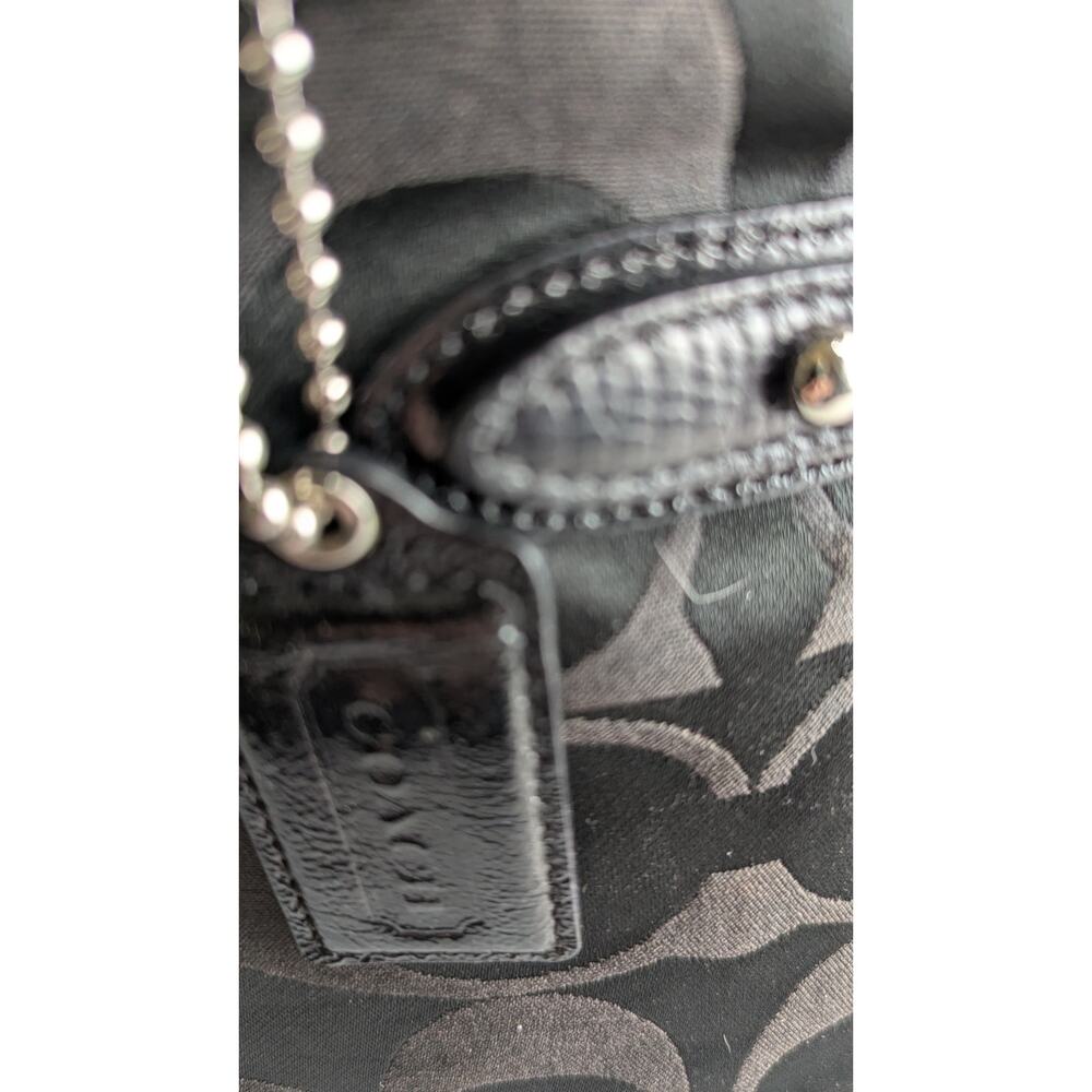 COACH Alexandra Signature Sateen Large Tote Bag Black/Silver 18485 - GUC - Picture 2 of 12